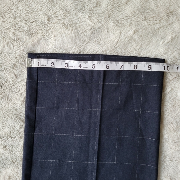 Navy Windowpane Ann Taylor Factory Trouser Pants size Curvy 12 - Picture 11 of 14
